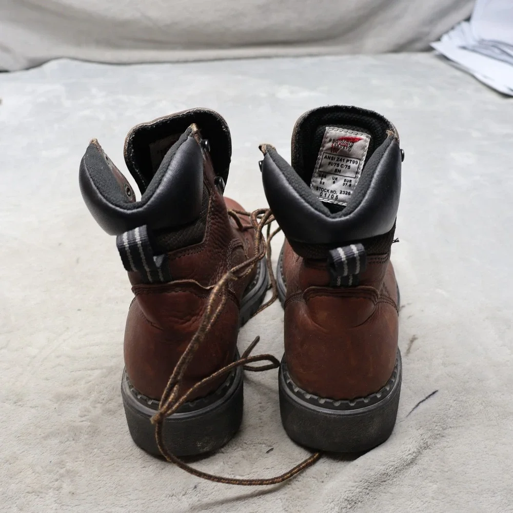 Red Wing Mens 7 E2 Work Boots Brown Leather Rugged 6-Inch SuperSole Logger Wide‎